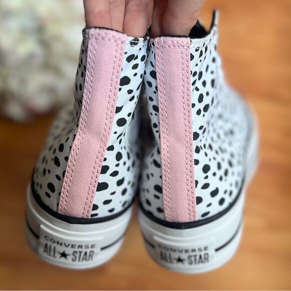 NEW Womens Size 9.5 Converse Chuck Taylor Dalmatian High Top Lift Platform Shoe - Picture 4 of 9
